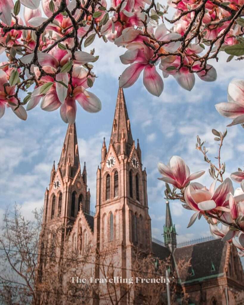 Church of St. Ludmila in Náměstí Míru, Prague during Spring