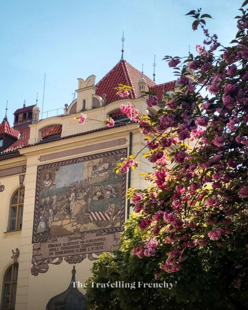 Lyčkovo náměstí in Prague during Spring