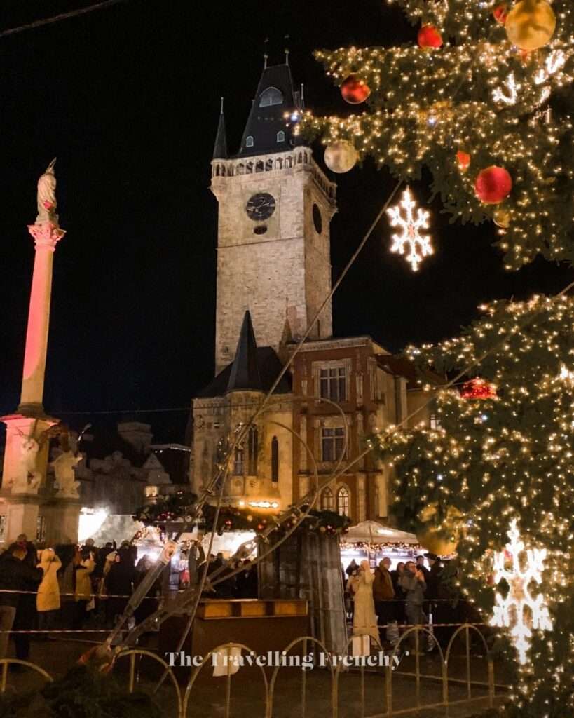 Prague's Old Town Square Christmas at night