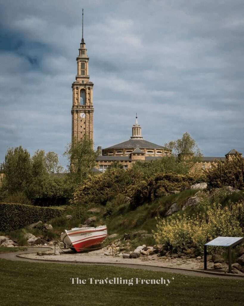 View of the Laboral Ciudad de la Cultura from the Atlantic Botanical Garden in Gijon Spain